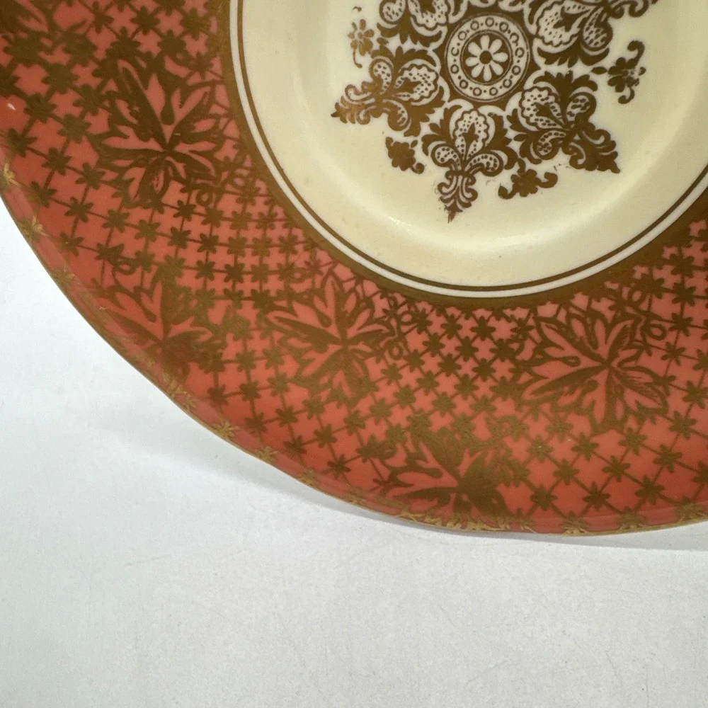 Vintage Aynsley Bone China Tea Cup & Saucer Salmon And Gold
